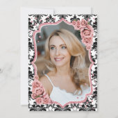 Invitation Rose Gold Damask Photo 50th Birthday (Dos)