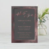 Invitation Rose Gold & Dark Grey Marble Célébrez avec nous (Debout devant)