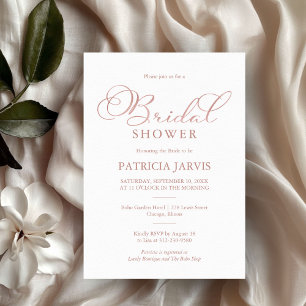Invitation Rose Gold délicat en feuille avec écriture pour Ba