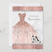 Invitation Rose Gold Diamond Sparkle Glam Quinceanera (Devant)