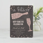 Invitation Rose Gold Diamond Vin Nouvel An Réveillon Invitati (Debout devant)