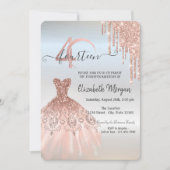 Invitation Rose Gold Drips Robe Argent 40e anniversaire (Devant)