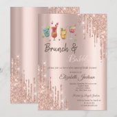 Invitation Rose Gold Drives Cocktails Brunch & Bubbly (Devant / Derrière)