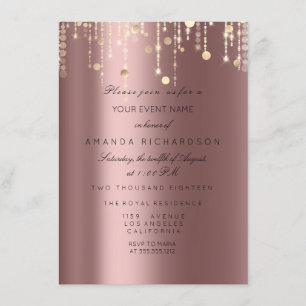Invitation Rose Gold Drives Confetti Naissance nuptiale