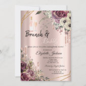 Invitation Rose Gold Drives Fête des mariées florale (Devant)