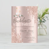 Invitation Rose Gold Drives Flowers Bachelorette Party (Debout devant)