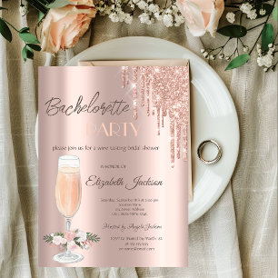 Invitation Rose Gold Drives Rose Bachelorette Party