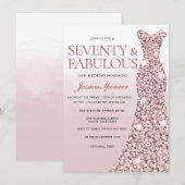 Invitation Rose Gold Dusty Rose rose femmes 70e anniversaire (Devant / Derrière)