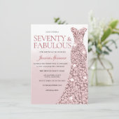 Invitation Rose Gold Dusty Rose rose femmes 70e anniversaire (Debout devant)