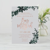 Invitation Rose gold écriture Florale vert gris bas mitzvah (Debout devant)