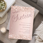 Invitation Rose gold écriture moderne Sweet 16