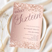 Invitation Rose gold écriture moderne Sweet 16