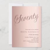 Invitation Rose gold écriture simple 70e anniversaire (Devant)