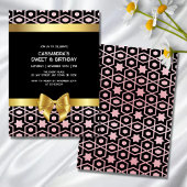 Invitation Rose Gold Egypt Géométrique Gold Bow 16e anniversa