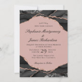 Invitation Rose Gold Élégant Agate Mariage (Devant)