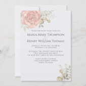 Invitation Rose Gold Elegant Aquarelle Floral Rose Folio (Devant)
