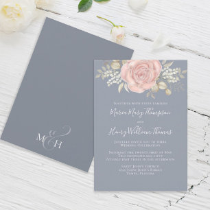 Invitation Rose Gold Elegant Aquarelle Floral Rose Folio