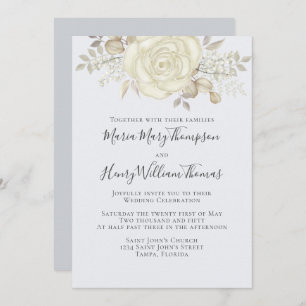 Invitation Rose Gold Elegant Aquarelle Floral Rose Folio