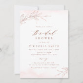 Invitation Rose gold élégant floral rustique douche de mariée (Devant)