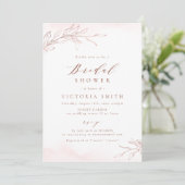 Invitation Rose gold élégant floral rustique douche de mariée (Debout devant)