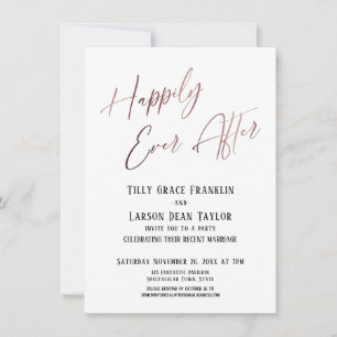 Invitation Rose Gold Élégant Mariage Heureux Pour Toujours