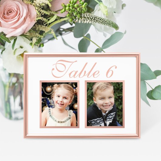 Invitation Rose Gold Elegant Wedding Numéro de la table photo