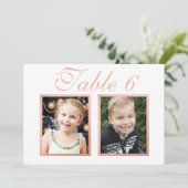 Invitation Rose Gold Elegant Wedding Numéro de la table photo (Debout devant)