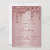 Invitation Rose Gold Éperche Parties scintillant Drives Quinc (Devant)