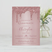 Invitation Rose Gold Éperche Parties scintillant Drives Quinc (Debout devant)