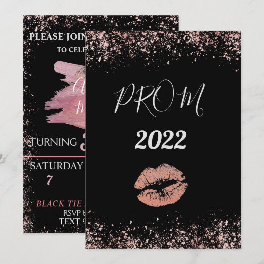 Invitation rose Gold et Black (Devant / Derrière)