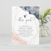 Invitation Rose Gold et bleu marine Aquarelle Révélation de g (Debout devant)