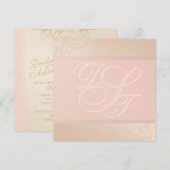 Invitation rose Gold et Blush Monogram (Devant / Derrière)