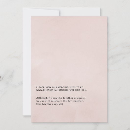 Invitation Rose Gold et Blush Pink Mariage virtuel en ligne (Dos)