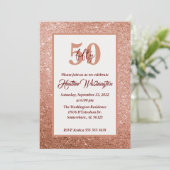 Invitation Rose Gold et Bourgogne 50e anniversaire (Debout devant)