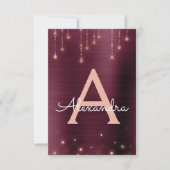 Invitation Rose Gold et Bourgogne Sparkle fête d'anniversaire (Devant)
