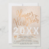 Invitation Rose Gold et Cuivre Fête du Nouvel An Métallurgiqu (Devant)