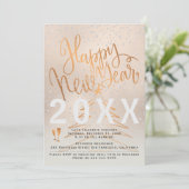 Invitation Rose Gold et Cuivre Fête du Nouvel An Métallurgiqu (Debout devant)