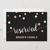 Invitation Rose Gold et Noir | Panneau "Réservé" pour un Mari (Dos)