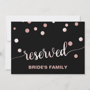 Invitation Rose Gold et Noir   Panneau "Réservé" pour un Mari