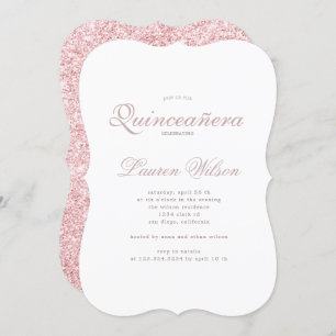 Invitation Rose Gold et parties scintillant Quinceanera Invit