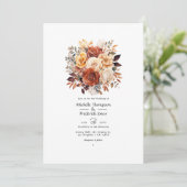 Invitation Rose Gold et Rose Brown Floral Mariage (Debout devant)