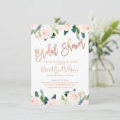 Invitation rose Gold Et Rose Floral Douche Nuptial (Debout devant)