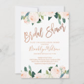 Invitation rose Gold Et Rose Floral Douche Nuptial (Devant)