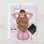 Invitation Rose Gold et Rose Ginger Fille Diplômée (Devant)