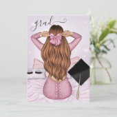 Invitation Rose Gold et Rose Ginger Fille Diplômée (Debout devant)