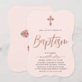Invitation rose Gold Et Rose Girl Baptême (Devant / Derrière)