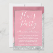 Invitation Rose Gold et Silver Sparkle Hen's Party (Devant)
