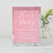 Invitation Rose Gold et Silver Sparkle Hen's Party (Debout devant)
