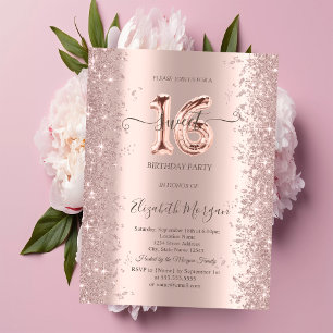 Invitation Rose Gold Étincelle Diamants Douce 16