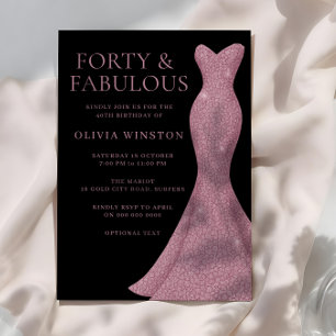 Invitation Rose Gold Fabulous Black Womans 40e anniversaire